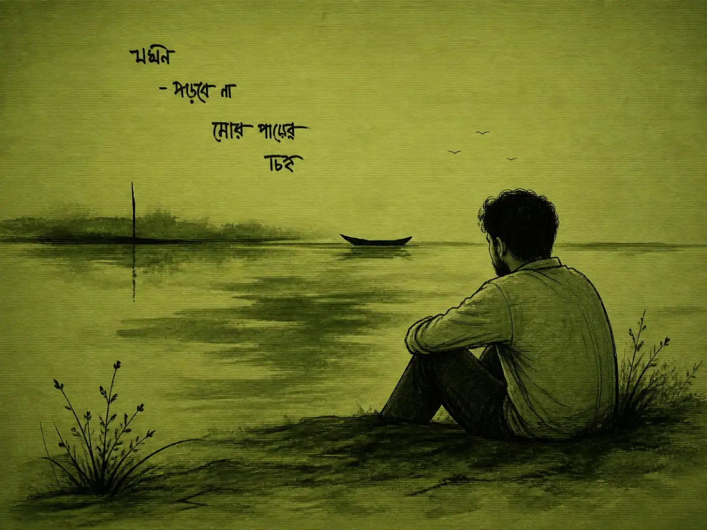 A quiet riverside reflecting solitude